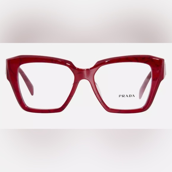 Prada PR09ZV 15D1O1 Eyeglasses Etruscan Marble Red Cat Eye Women - Picture 3 of 4